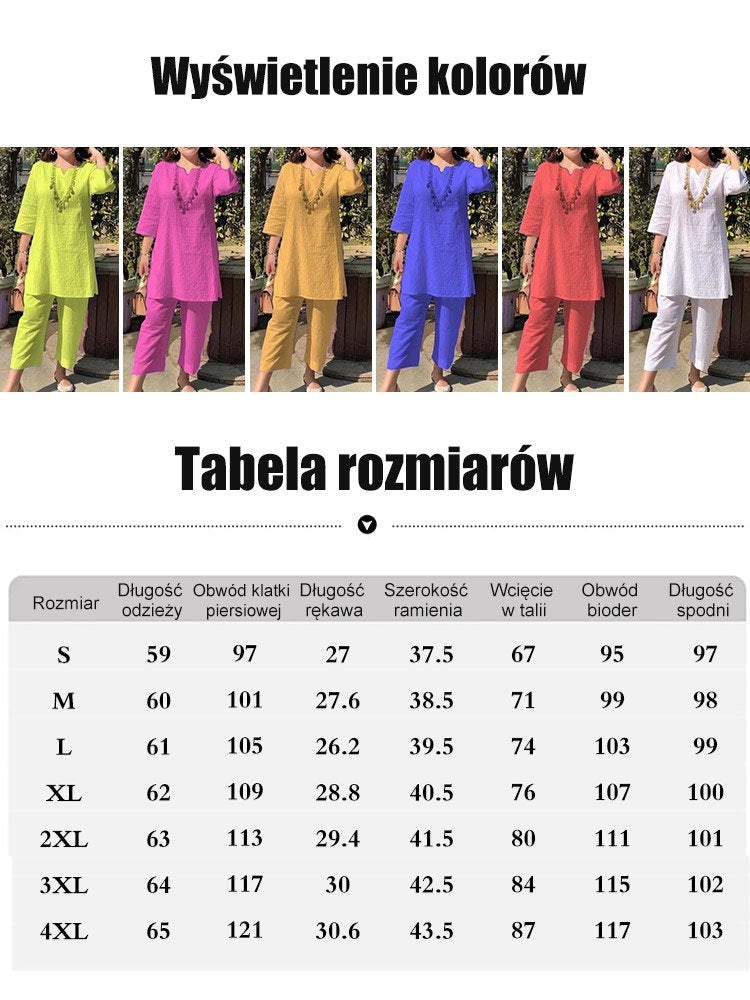 【40-100kg】Verano nueva moda color sólido temperamento viaje estilo étnico ropa de manga larga traje de dos piezas