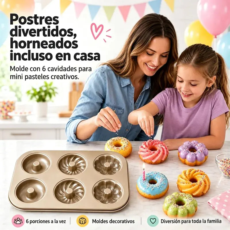 🧁🍰Molde para hornear de acero al carbono con revestimiento antiadherente 🍩 | Varias formas · Revestimiento antiadherente de grado alimenticio · Fácil de limpiar · Distribución uniforme del calor
