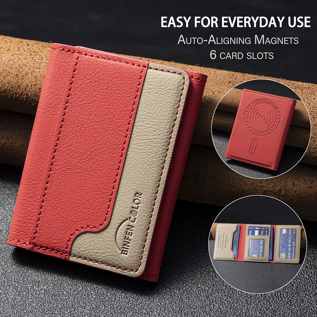 Cartera magnética tríptico con tarjetero, tarjetero universal para teléfono móvil con ventosa en la parte posterior.