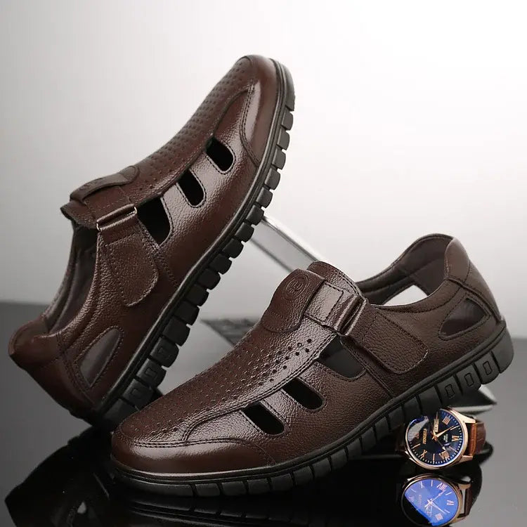 💥（39-44）Sandalias de verano de piel auténtica transpirables para hombre