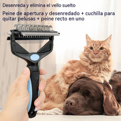 Peine multifuncional 3 en 1 para desenredar el pelo de mascotas, peine para eliminar el pelo de perros y gatos.