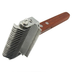 Cepillo profesional para eliminar el pelo muerto de perros y gatos, peine doble de acero inoxidable para desenredar el pelaje y eliminar la capa interna, mango de madera, reduce la caída del pelo.