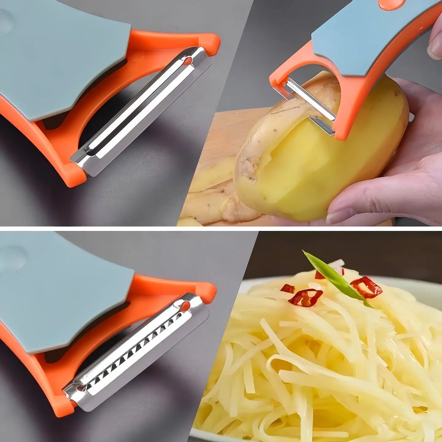 🥔【2 unidades a 24 euros】✨ Pelador Multifunción 2 en 1 – Corte Recto y Ondulado con Cabezal Giratorio para una Cocina Más Práctica 🧑‍🍳
