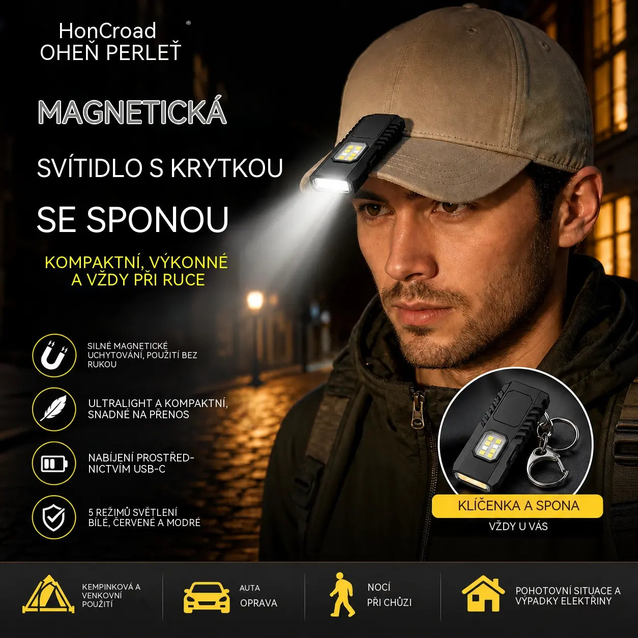 ✨🔦 Multifunkční mini LED svítilna na klíče s možností rychlého nabíjení přes USB.