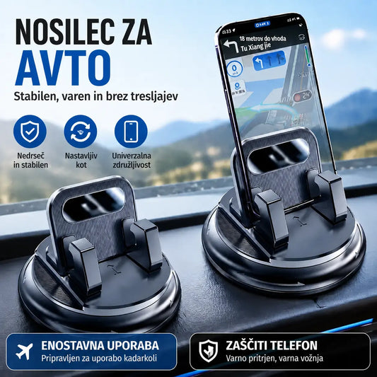 🎯 50 % POPUSTA NA VSE! Vrtljivo držalo za telefon – varna pritrditev na armaturno ploščo, guma z visokim oprijemom 🧭🔄 【Zagotovljena kakovost】