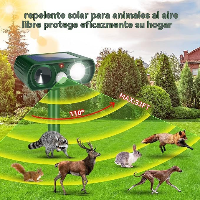 🔥🔥 [50% de descuento por tiempo limitado] Alarma ultrasónica solar — Ideal para uso en exteriores — Repele eficazmente animales, roedores y aves.