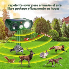 🔥🔥 [50% de descuento por tiempo limitado] Alarma ultrasónica solar — Ideal para uso en exteriores — Repele eficazmente animales, roedores y aves.