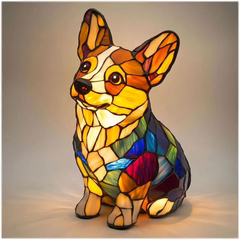 🐱🐶Adornos de resina, luz nocturna LED, arte, estatua de animal, decoración creativa para oficina, hogar, interruptor con puerto USB
