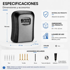 🔐 Caja fuerte para llaves con cerradura de combinación: antirrobo, impermeable, se puede instalar en la puerta sin taladrar 🏠