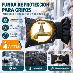 🧊【4 piezas】🚰 Funda Anticongelante para Grifos de Exterior | Aislamiento Térmico Grueso y Impermeable | Protección contra Heladas en Jardín y Terraza ❄️