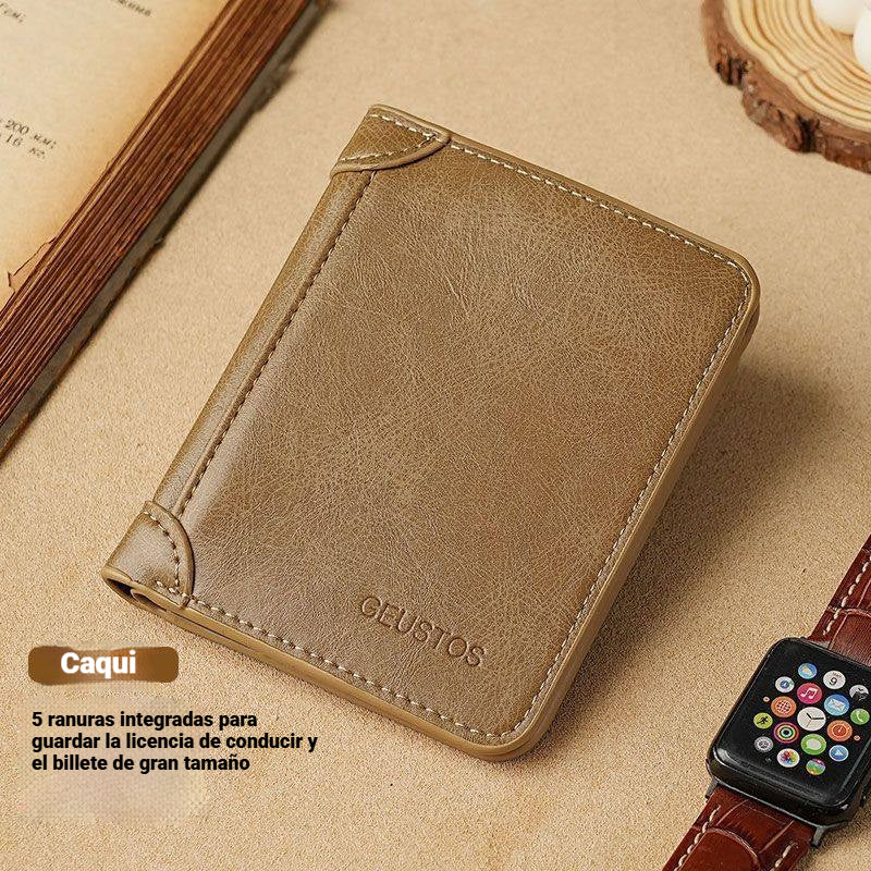 🐂✨ Nueva cartera de cuero genuino para hombre con sistema antirrobo