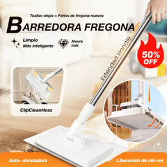 🔥【Set de 4】Trapeador multifuncional con clip de tela, nuevo trapeador doméstico que no requiere lavado