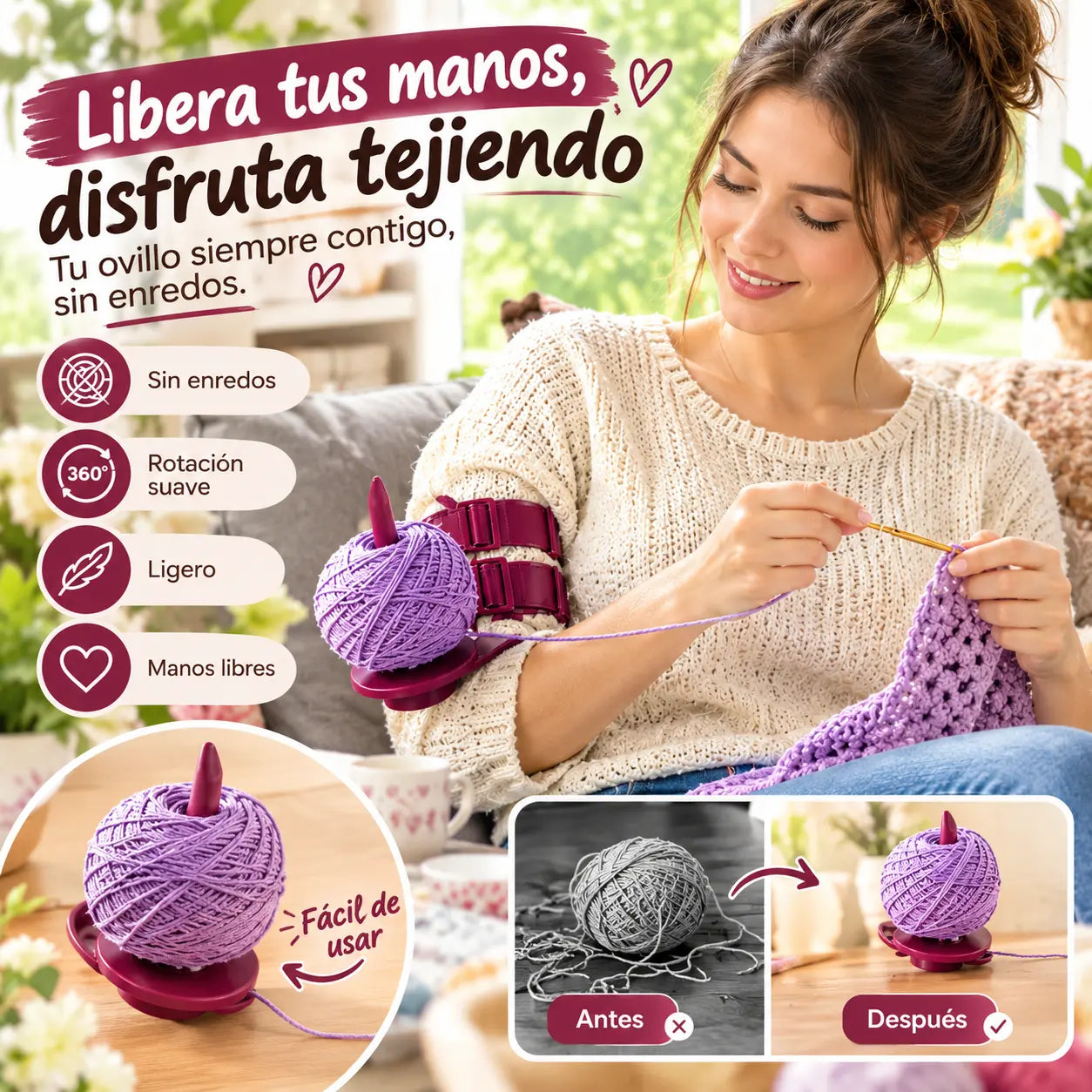 📢📢¡50% de descuento! ⏰Organizador de hilo para brazo con correas dobles ajustables