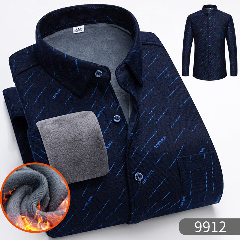 🔥✨【Compra uno, llévate otro gratis】👔【L-5XL】Camisa de manga larga de negocios cálida para otoño e invierno