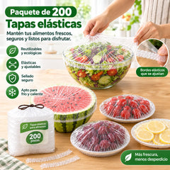 【200 piezas】Film transparente desechable, ideal para recipientes y alimentos. Se ajusta perfectamente, ofrece un buen sellado y es fácil de usar.