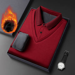 👔[M-4XL]Suéter de dos piezas de chenilla sintética para hombre con terciopelo y engrosamiento para mantener el calor