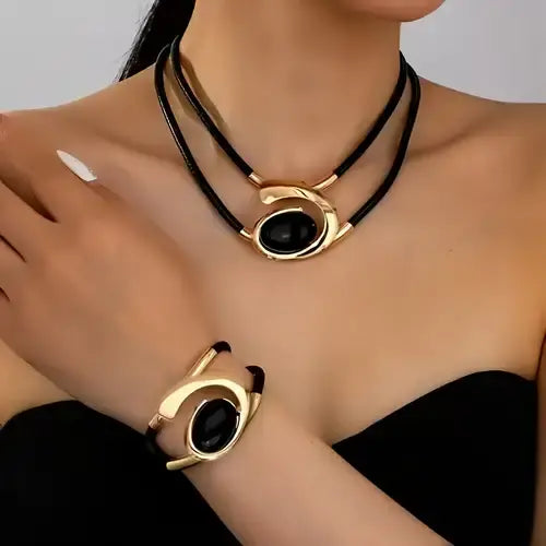 ✨🔥【Kupte jeden, druhý dostanete zdarma】Sada náhrdelníku a náramku v bohémském stylu s drahokamy