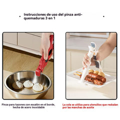 📢 ¡Compra 1 y recibe 1 gratis! 🔥✨ Pinzas de silicona 3 en 1 pinzas antiquemaduras pinzas para tazones antideslizantes pinzas de cocina