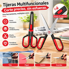 Juego de tijeras de acero inoxidable 2 en 1, fáciles de transportar.