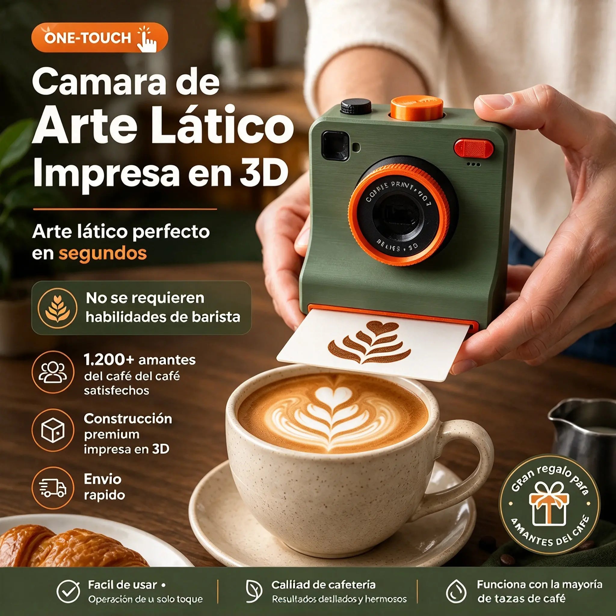 🔥Cámara retro para decoración de cafeterías: impresora mecánica de plantillas para arte latte