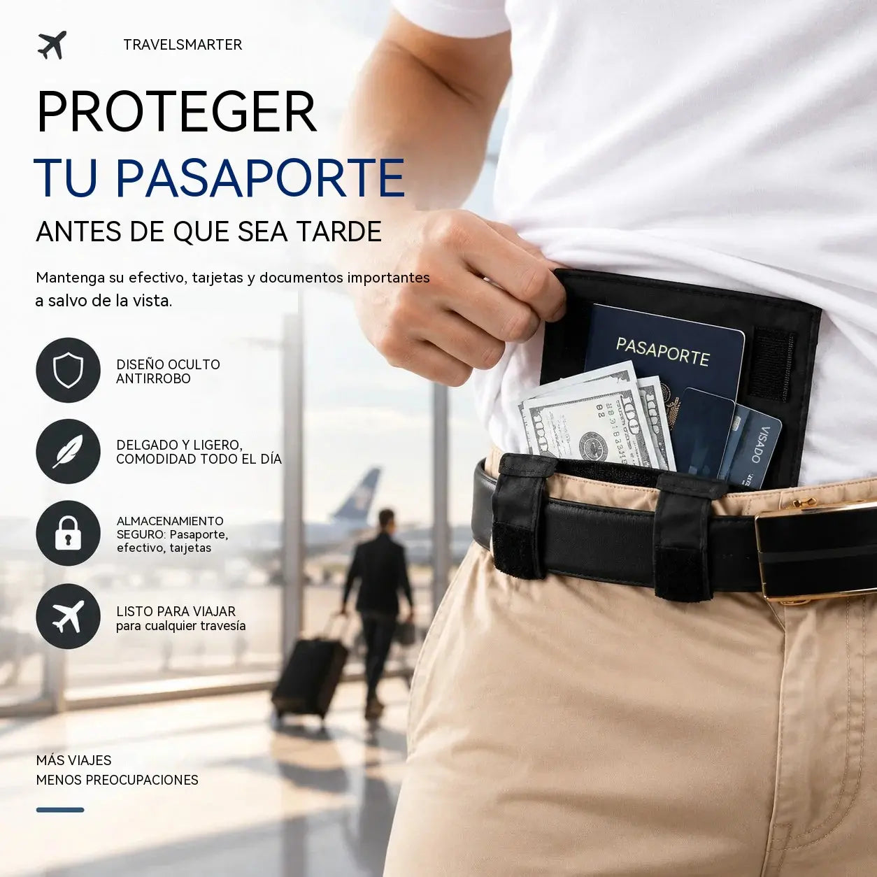 🔥 Último día: 50 % de descuento — Cartera de viaje antirrobo ultrafina 3 en 1