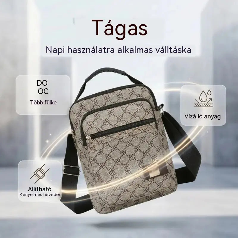 💞🧳Új, nagy kapacitású férfi válltáska műbőrből (PU)