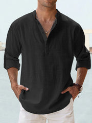 【S-5XL】Camisa informal de manga larga de algodón y lino para hombre
