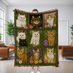 📢📢 ¡50% de descuento! 🐾🐱【150*200CM】Cómoda manta de nueve paneles con estampado de gatos