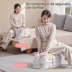 🧳【Juego de 5 piezas】💨 Bolsas de almacenamiento al vacío compresibles de gran capacidad: No se necesita bomba de aire, diseño a prueba de fugas, ideal para ahorrar espacio en tu maleta y en casa ✈️