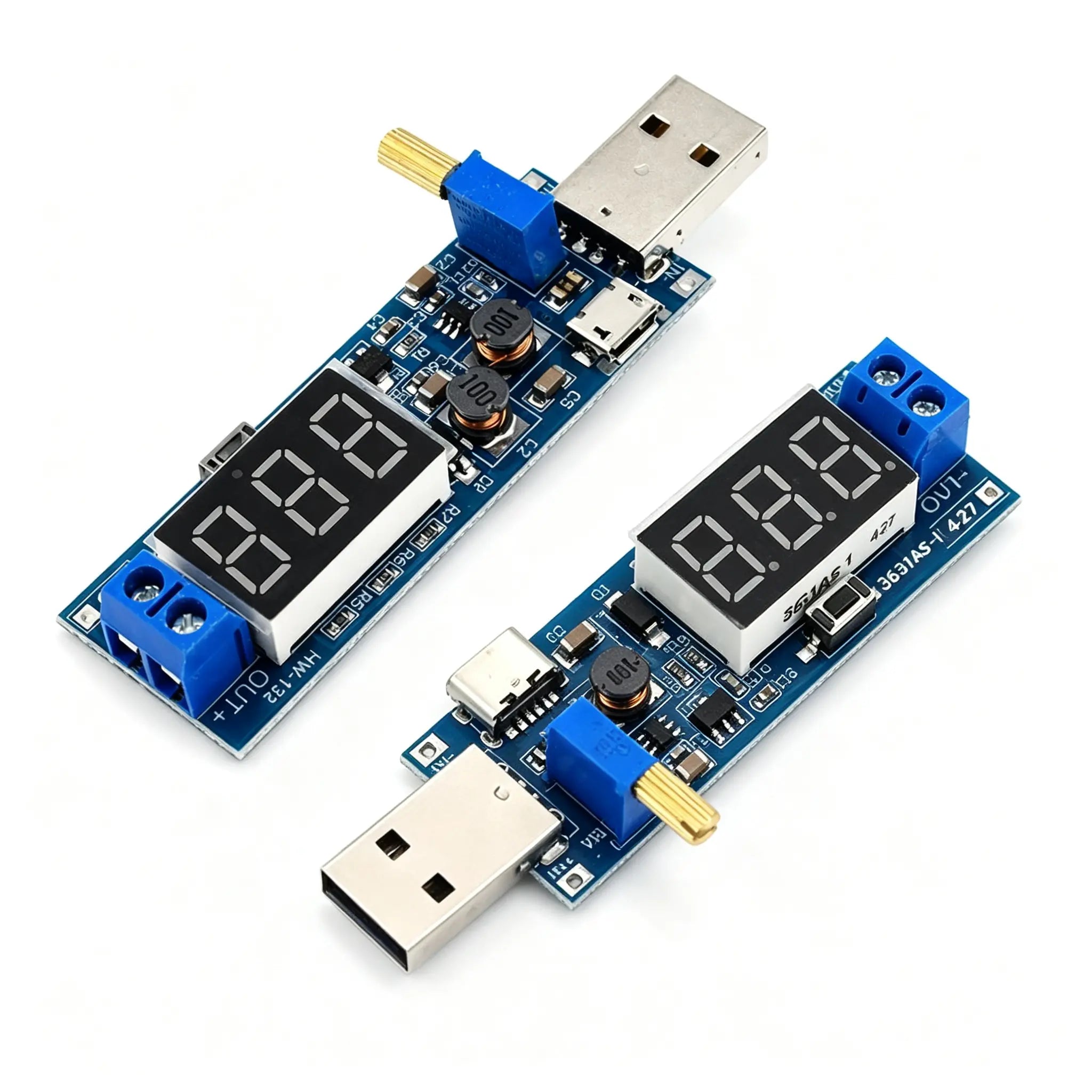 🔌【Interfaz micro + interfaz tipo C】💻 Módulo de alimentación USB ajustable – Regulador step‑up de 5V a salida múltiple (3.3‑24V) | Fuente de escritorio para todo tipo de dispositivos 🔋