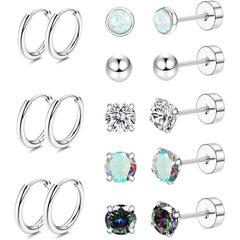 ✨【8 Pares】Pendientes de Acero Quirúrgico Hipoalergénicos – Cómodos, Elegantes y Perfectos para Uso Diario 💎