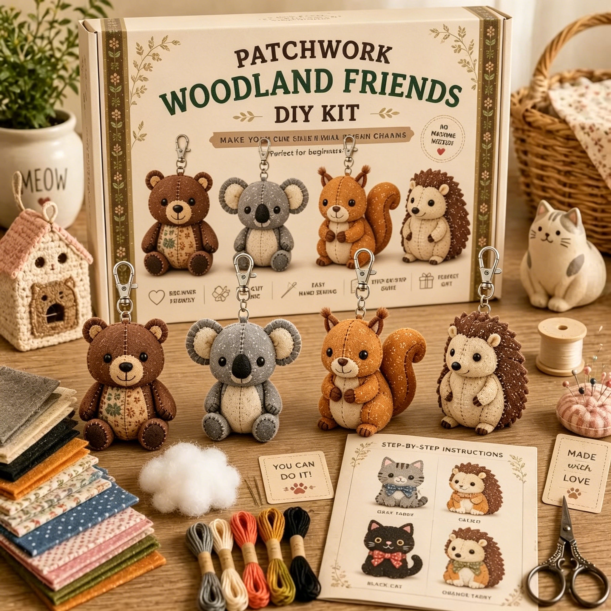 ✨50% de descuento🎨✂️ Set de arte DIY de tela – crea tus propios animales de tela, manualidades creativas hechas a man