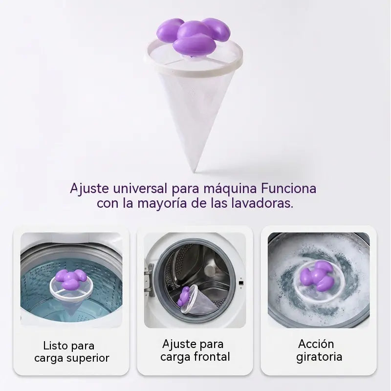 【6/12 piezas】Filtro Flotante para Lavadora – Atrapa Pelusas, Cabellos y Pelos de Mascota en Cada Lavado