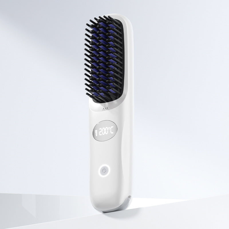 Cepillo alisador de pelo inalámbrico con pantalla LED