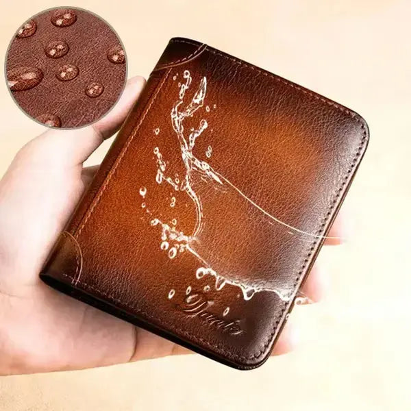 Nueva cartera antirrobo de cuero genuino para hombre