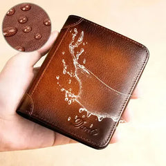 Nueva cartera antirrobo de cuero genuino para hombre