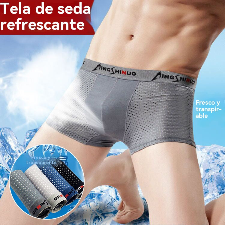 🔥🔥【Juego de 4 piezas】Calzoncillos bóxer elásticos de malla transpirable y cómodos para hombre