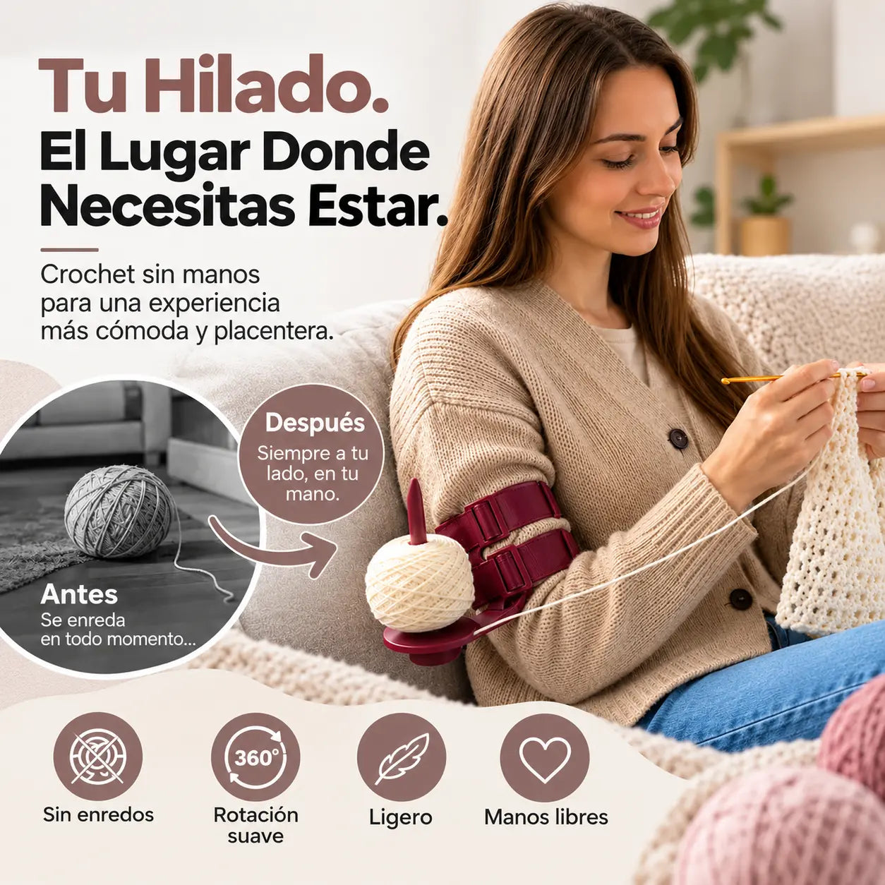 📢📢¡50% de descuento! ⏰Organizador de hilo para brazo con correas dobles ajustables
