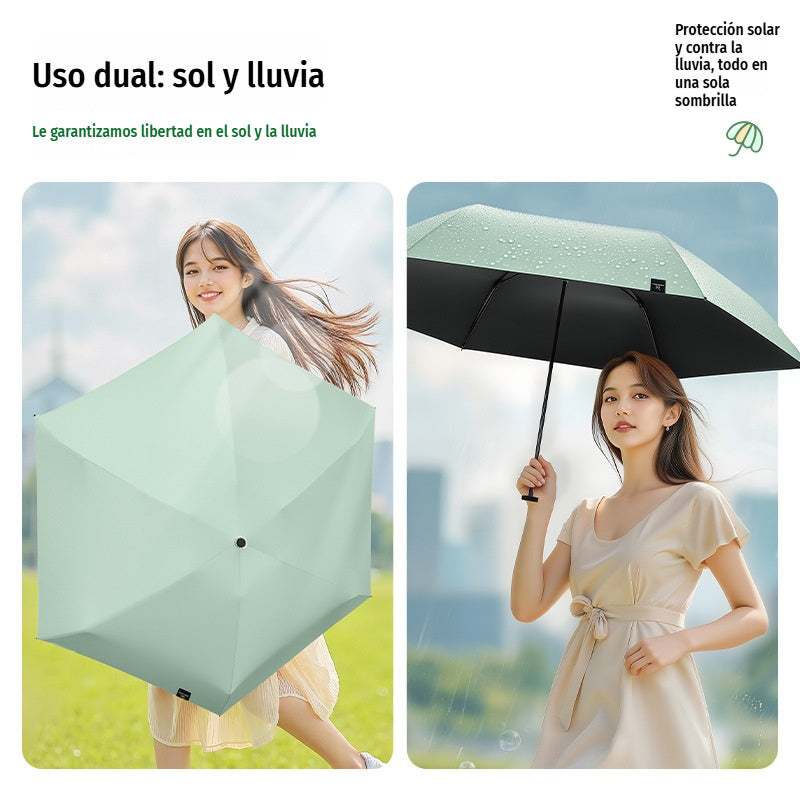 ☂️🌞 Paraguas ultraligero para todo clima – Revestimiento nano negro UPF50+ (protección UV) y alta resistencia al viento