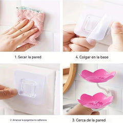 [2 piezas 26 euro] Jabonera con forma de loto, sin necesidad de taladrar, de montaje en pared, con doble capa y escurridor.