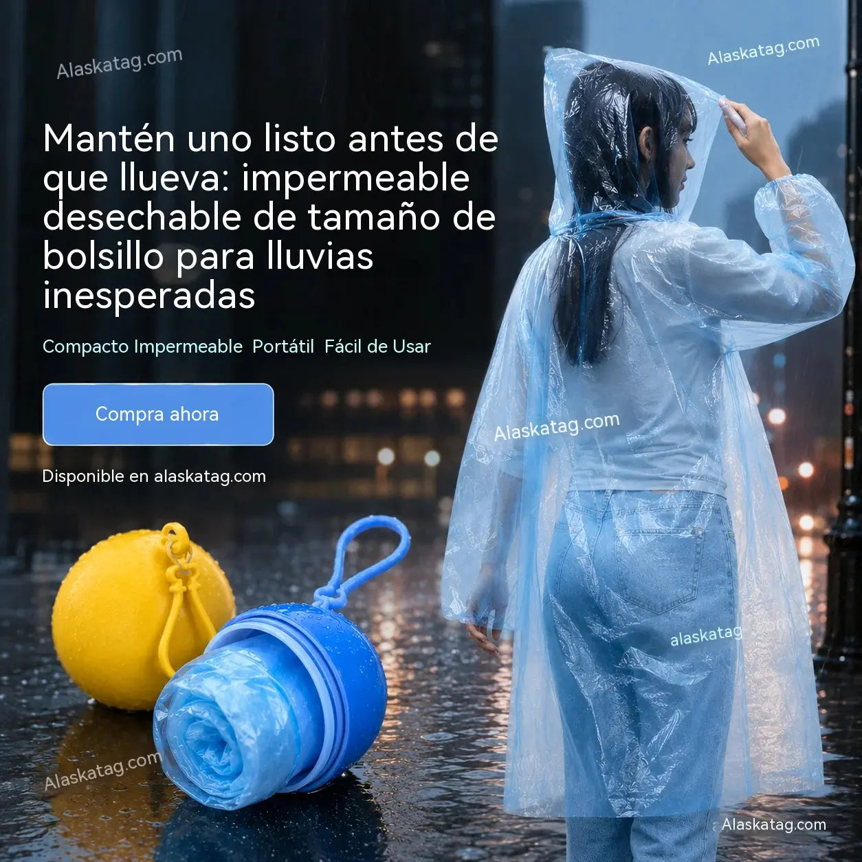 🌧️ Impermeable desechable de bolsillo para lluvias inesperadas