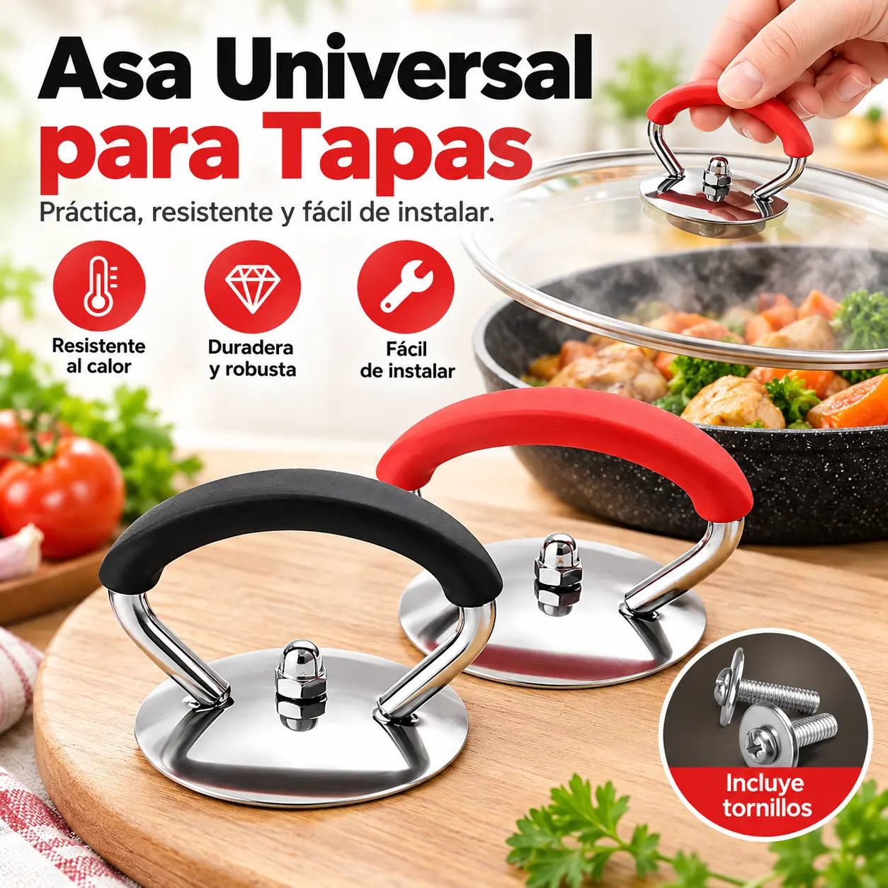 🍳✨️【5 piezas】🥩Mango de repuesto resistente al calor para tapa de olla de silicona