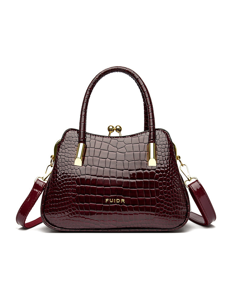 Elegante bolso de mano para mujer de piel de cocodrilo