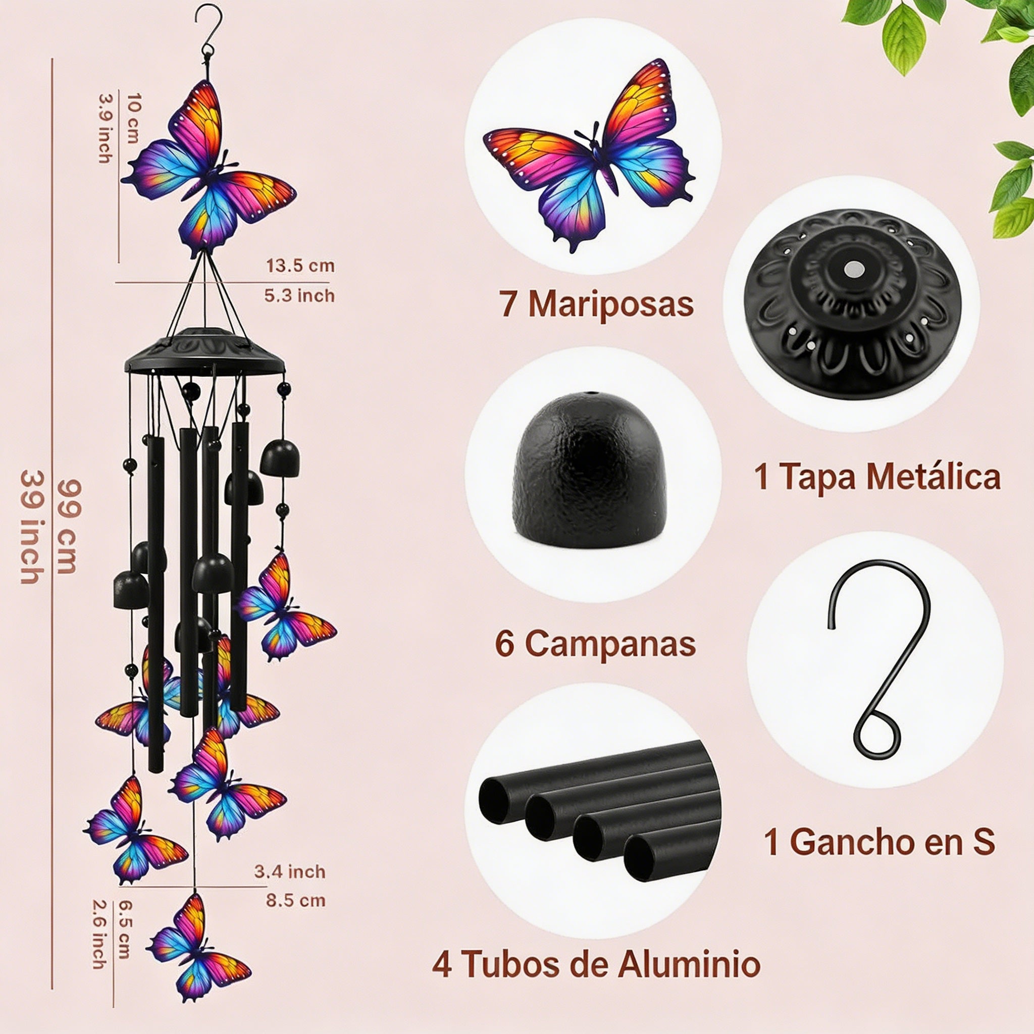 🕊️🔔 ¡OFERTA FLASH 50%! Carillón de Viento Vintage de Metal para Jardín – Aluminio Anodizado, Sonido Apacible, Resistente a la Intemperie, Ideal para Terraza y Balcón 🌿