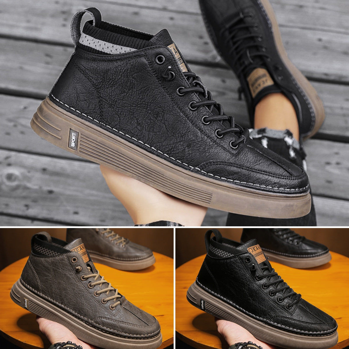 💪Zapatos altos retro para hombre de otoño e invierno, estilo retro británico