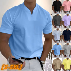 🕺🕺【S-5XL】Camisa de manga corta de algodón elástico para hombre de verano
