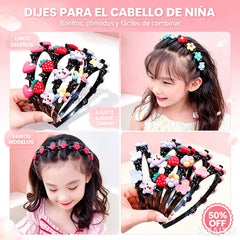 👑【5 piezas】Palitos, pinzas y cintas trenzadas para niñas