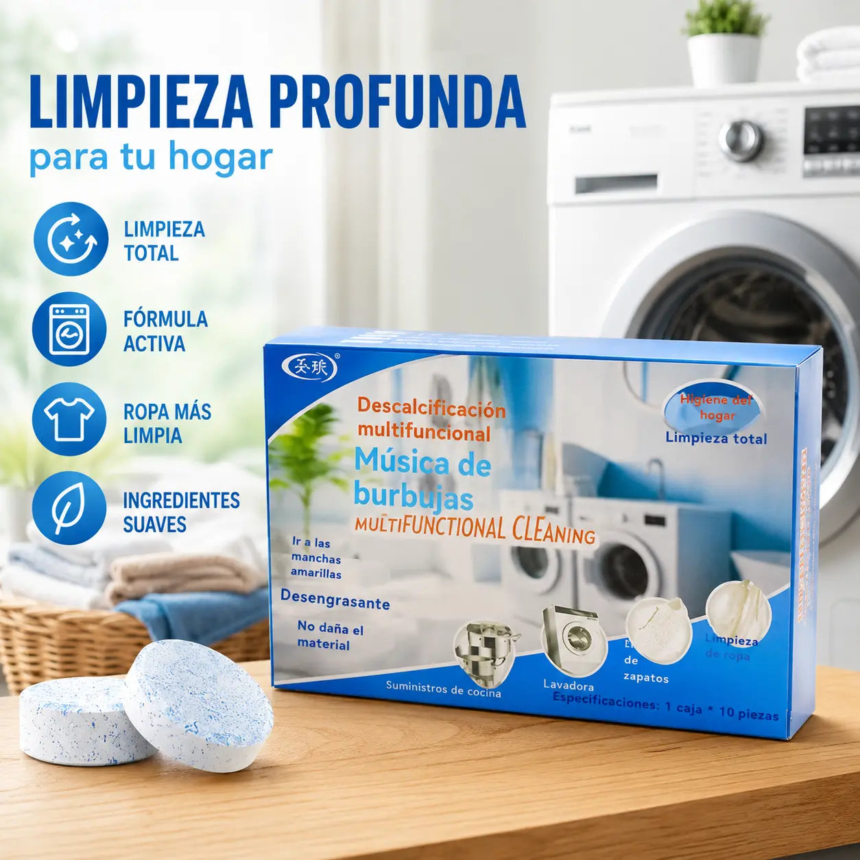 ✨【Limpieza rápida】🔥4 cajas🔥Pastillas de limpieza efervescentes multifuncionales para el hogar