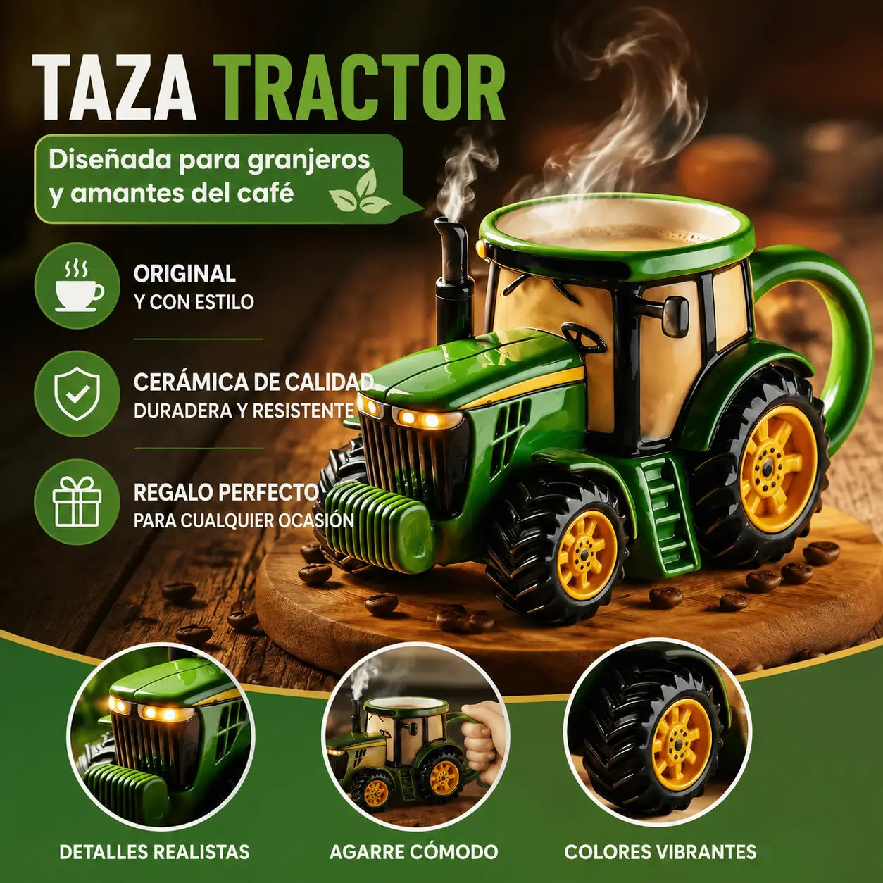 🔥【50% de descuento】☕Taza de café retro con forma de tractor agrícola