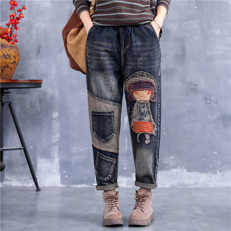 👖🔥👖【40-90 catties】👖2024 nuevos jeans clásicos bordados retro para mujer
